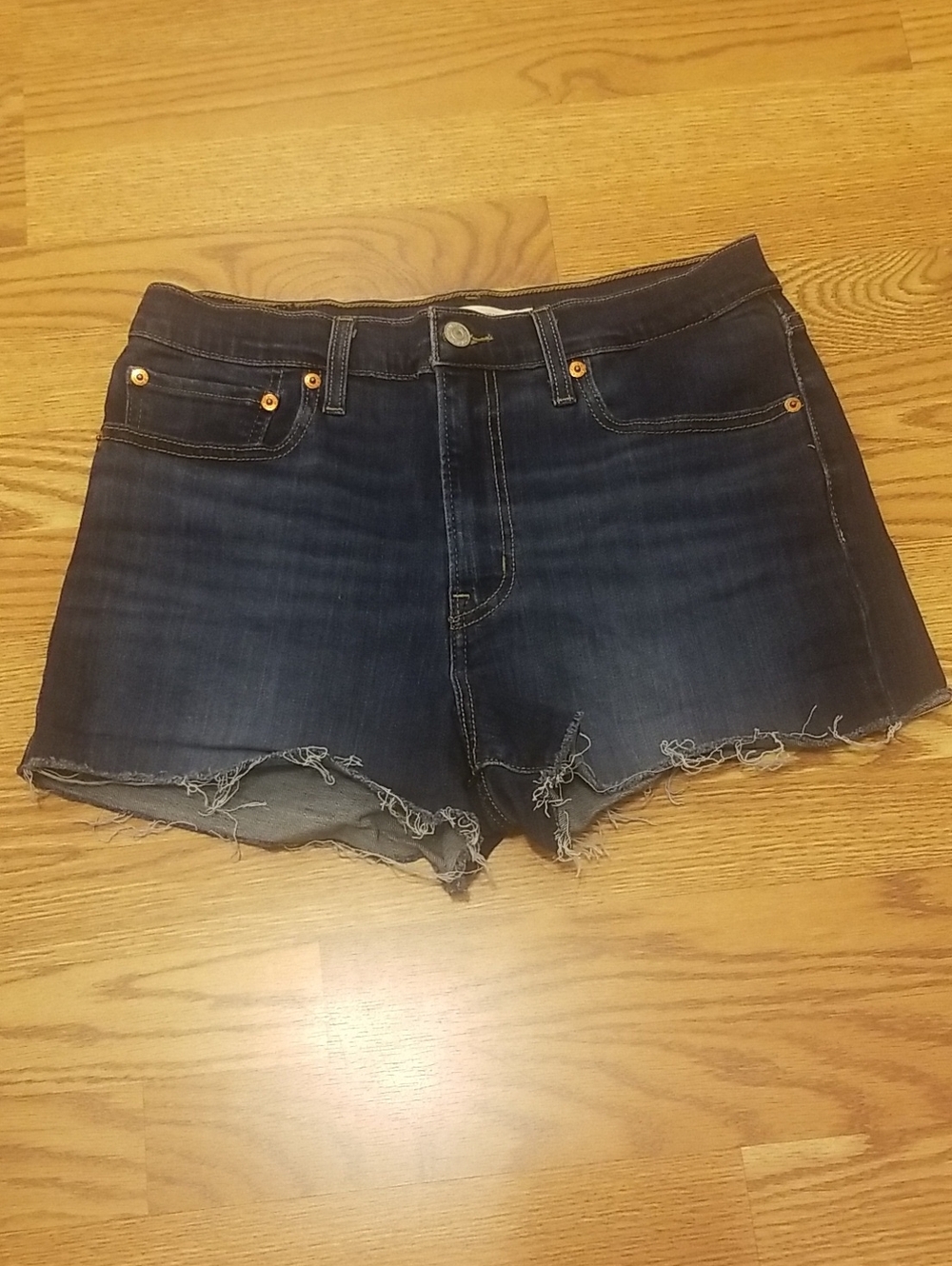 Denim Cutoff Shorts in Dark Blue - Women